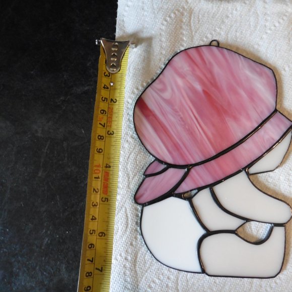 Stained Glass of Baby Girl With Pink Bonnet & White Diaper. Made by myself. - Picture 4 of 5
